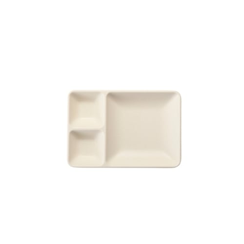 Iwamatsu Melamine Rectangle 3-Divided/ Compartment Plate L18.9xW12.9xH2.4cm , White
