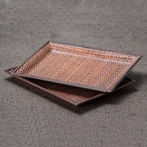 MEL RECTANGLE PLATE L38.8xW28.1xH3cm, DARK BROWN, BAMBOO