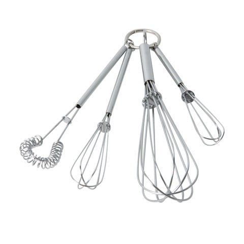 Chrome-Plated Mini Whisks withRing, 4PieceStainless Steelet