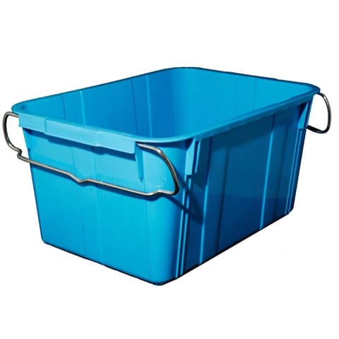 PLASTIC HEAVY-DUTY RECTANGULAR CONTAINER with METAL HANDLE