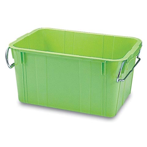 PLASTIC HEAVY-DUTY RECTANGULAR CONTAINER with METAL HANDLE