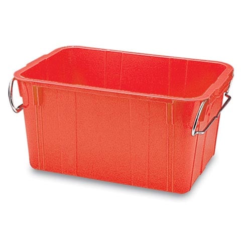 PLASTIC HEAVY-DUTY RECTANGULAR CONTAINER with METAL HANDLE