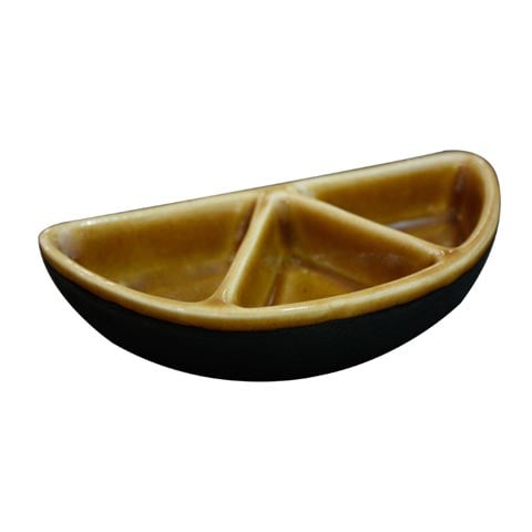 3-COMP SAUCE DISH L13.5xW6.5xH3.5 cm, TWO TONE COLOUR GLAZE, ROYAL BALI CELADON