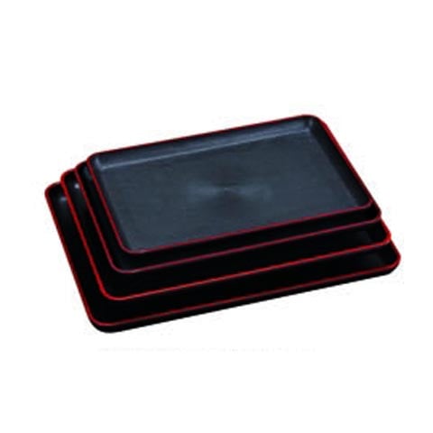 RECTANGULAR TRAY w/RED RIM