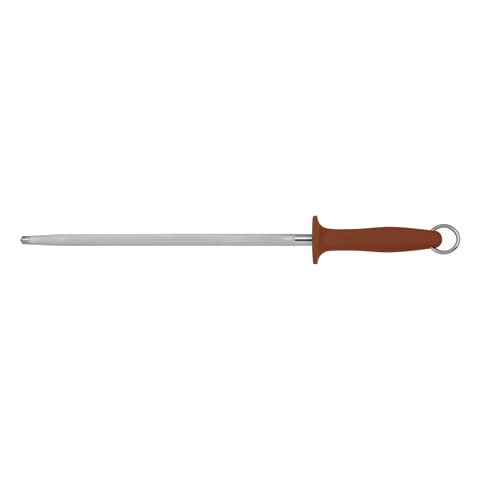 Atlantic Chef Sharpening Steel 30cm Round Stadard Cut, Brown Handle