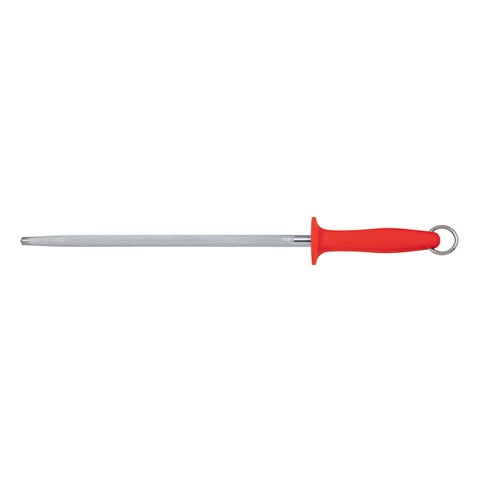 Atlantic Chef Sharpening Steel 30cm Round Stadard Cut, Red Handle