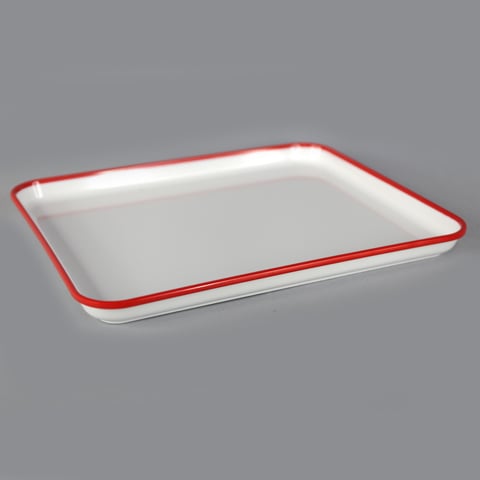 Efay Melamine GN 1/2 Slim Tray , White With Red Rim, Enamel