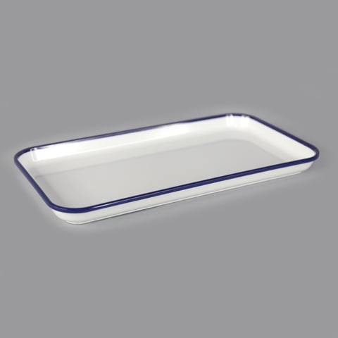 Efay Melamine GN 1/3 Slim Tray , White With Blue Rim, Enamel