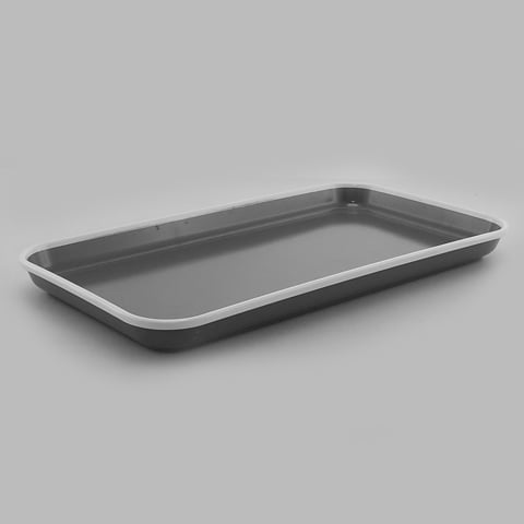 MEL GN 1/3 SLIM TRAY L32.5xW17.6xH2.5cm, GREY WITH WHITE RIM, ENAMEL, EFAY