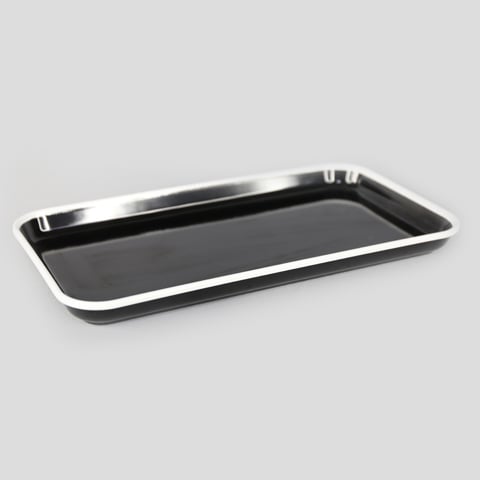 MEL GN 1/3 SLIM TRAY L32.5xW17.6xH2.5cm, BLACK WITH WHITE RIM, ENAMEL, EFAY