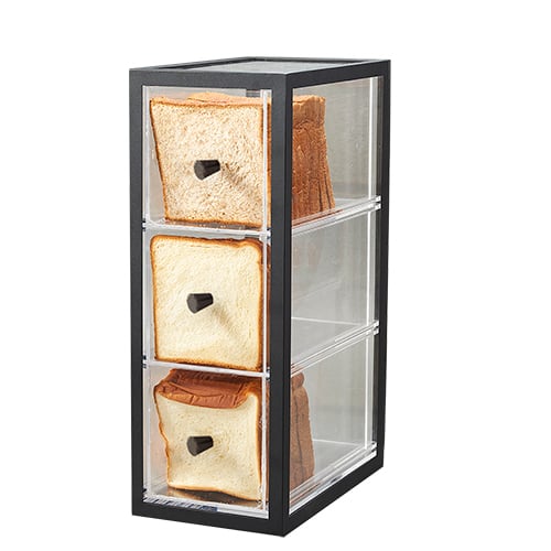 Efay Acrylic 3 Tier GN 1/4 Bread Display Case , Black, Gamma