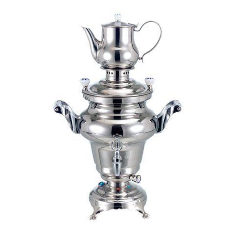 S/S SAMOVAR MIRROR POLISHED WATER TANK 5L TEAPOT 1.3L, 1800W, REBECCA, BEEM