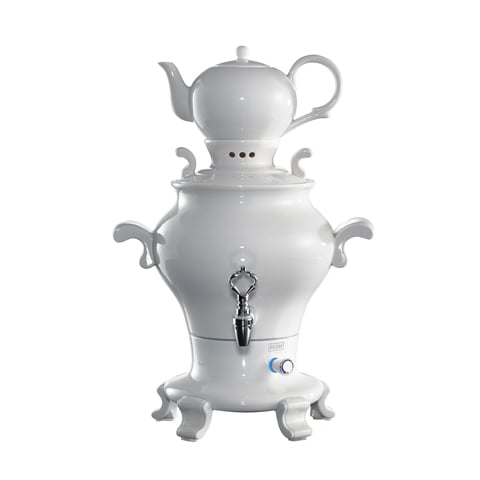 PORCELAIN SAMOVAR WATER TANK 5L TEAPOT 1L, 1800W, WHITE, ODETTE, BEEM