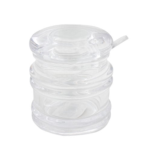 ACRYLIC SUGAR/CHILLI CONTAINER w/COVER & SPOON, 8.5xH7cm