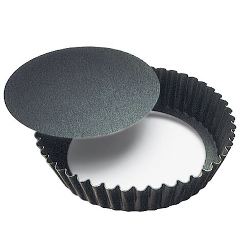 NON-STICK ROUND FLUTED CAKE MOULD w/LOOSE BOTTOM & NARROW RIBS