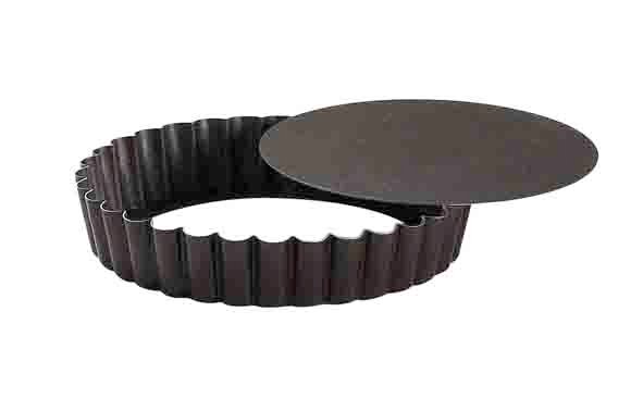 NON-STICK ROUND FLUTED TART MOULD w/ LOOSE BOTTOM