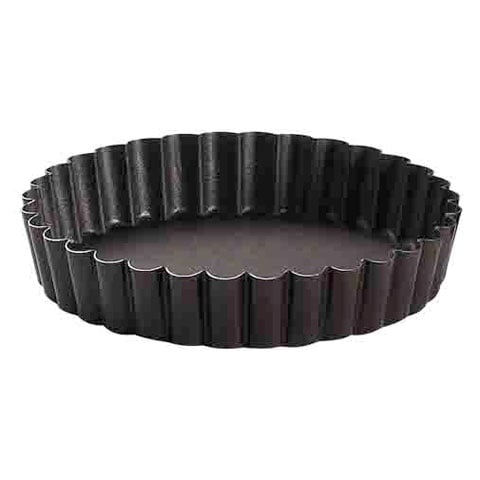 NON-STICK ROUND FLUTED TART MOULD w/FIXED BOTTOM, 12pcs/pack