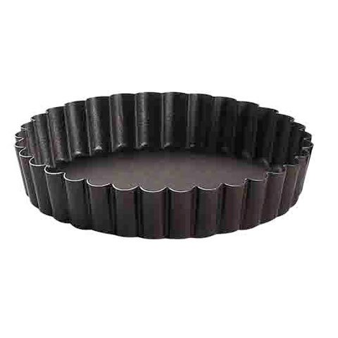 NON-STICK ROUND FLUTED TART MOULD w/FIXED BOTTOM, 12pcs/pack