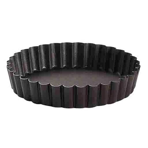 NON-STICK ROUND FLUTED TART MOULD w/FIXED BOTTOM, 12pcs/pack