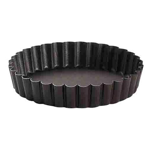 NON-STICK ROUND FLUTED TART MOULD w/FIXED BOTTOM, 12pcs/pack