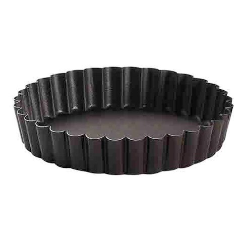 NON-STICK ROUND FLUTED TART MOULD w/FIXED BOTTOM, 12pcs/pack
