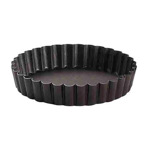 NON-STICK ROUND FLUTED TART MOULD w/FIXED BOTTOM, 12pcs/pack