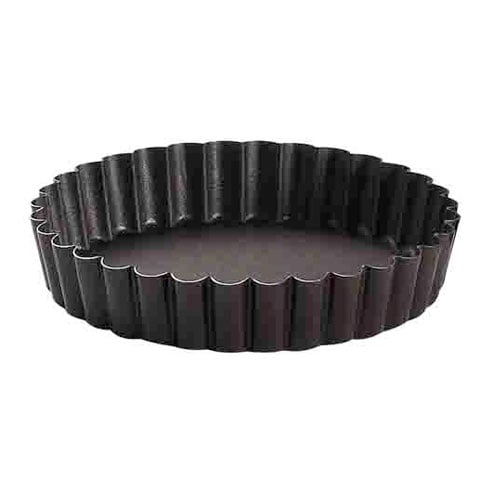 NON-STICK ROUND FLUTED TART MOULD w/FIXED BOTTOM, 12pcs/pack