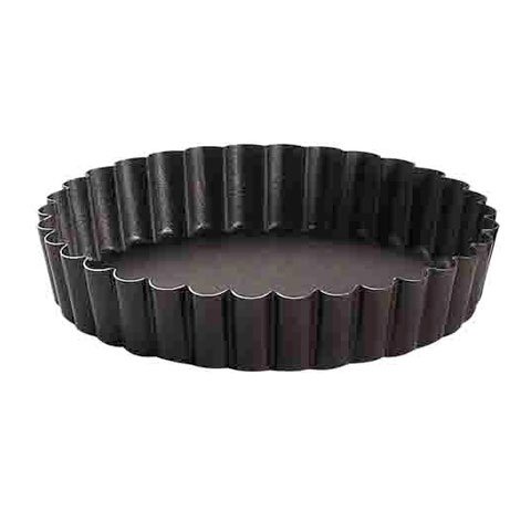 NON-STICK ROUND FLUTED TART MOULD w/FIXED BOTTOM
