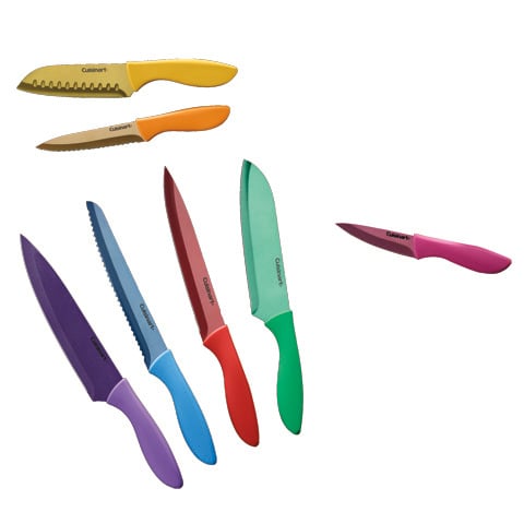 STAINLESS STEEL 7 PIECE METALLIC COLOUR KNIFE SET