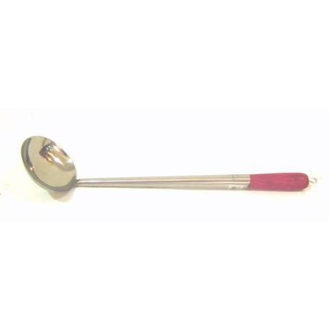 S/S SOUP LADLE w/WDN HDLE 4", DIAMOND (207AC)