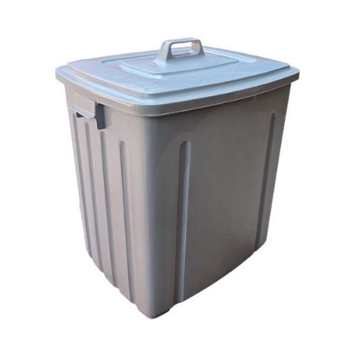 Polyethylene Utility Bin With Cover L50.5xW37xH54.5cm, 66L, Grey
