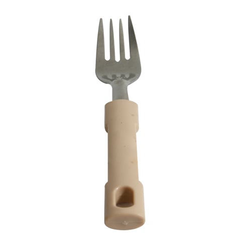 S/S DESSERT FORK SQ PLC HDLE, LIGHT STONE