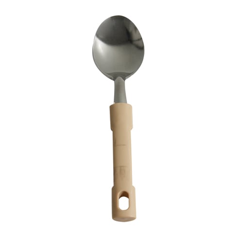 S/S DESSERT SPOON SQ PLC HDLE, LIGHT STONE