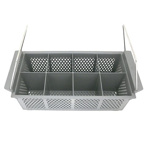 PLASTIC 8-COMPT FLATWARE BASKET WITH HANDLE