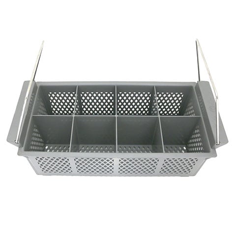 PLASTIC 8-COMPT FLATWARE BASKET WITH HANDLE