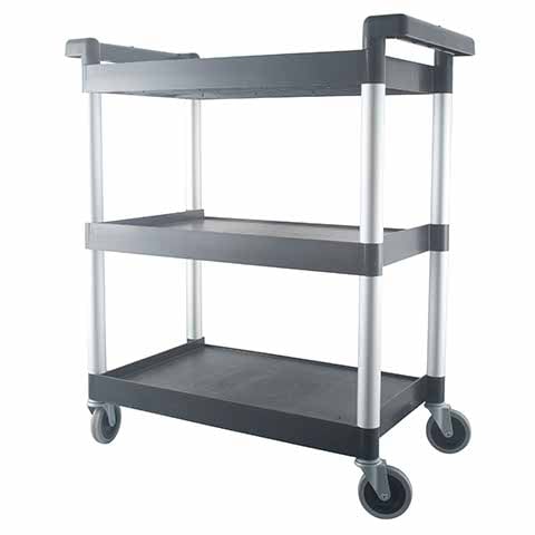 PLASTIC 3-TIER TROLLEY WITH 2-WHEEL BRAKE