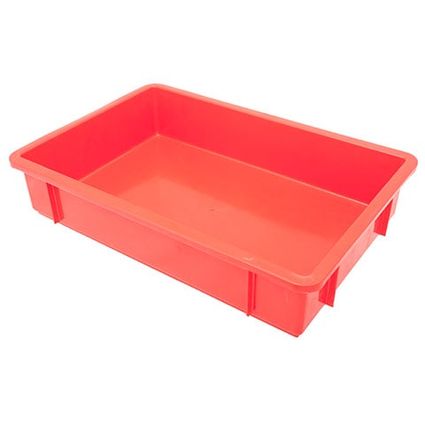 PLC STACKABLE CONTAINER L40xW26xH8cm (int), RED