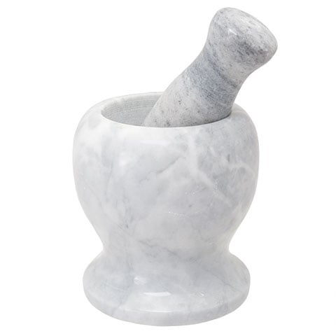 MORTAR & PESTLE 12 X 9.5cm MARBLE ( WH )