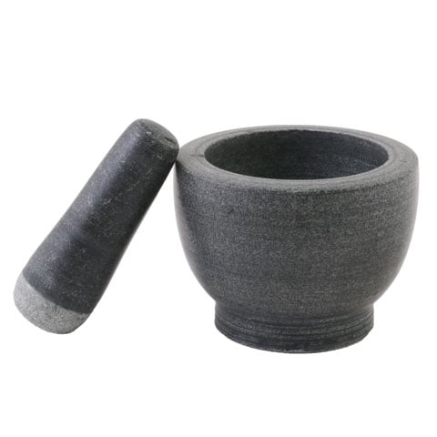 MORTAR & PESTLE 10cm x 9cm, SMOOTH BLK