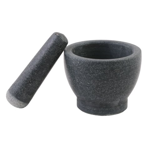 MORTAR & PESTLE 12cm x 10cm, SMOOTH BLK