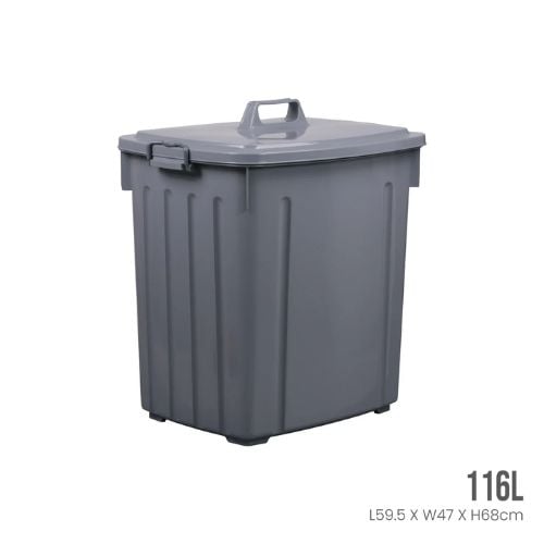 Toyogo Polypropylene Utility Bin With Cover L59.5xW47xH68cm,116L, Grey