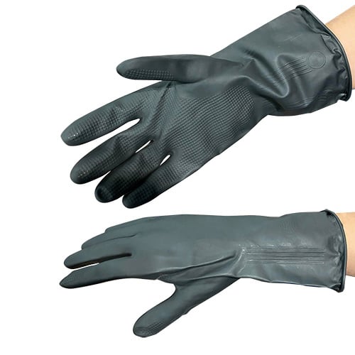 (23-00864) BLACK RUBBER GLOVE, L