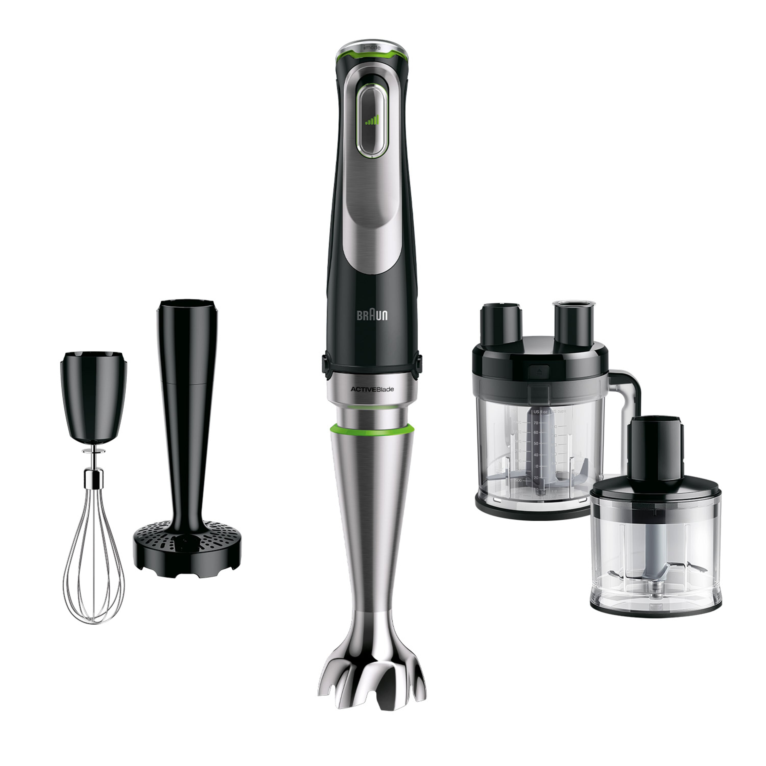Braun Multiquick 9 Hand Blender With 3 Speed Imode Control Ø6.8xH41cm, Come With Beaker, Whish, 2L Masher Container, 500ml Chopper With Ice Crushing Knife, 220-240V/50-60Hz, 1200W==1 Year Warranty==