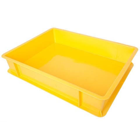 PLC FOOD CONTAINER 49x37xH9cm, YELLOW (NO HOLES)