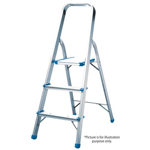 (22-01170) ALUM LADDER 3 STEPS, 65-115cm, w/SAFETY HANDRAIL