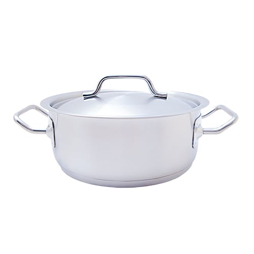 18-8 S/S LOW CASSEROLE WITH LID Ø20xH9cm, 2.5L, SAFICO