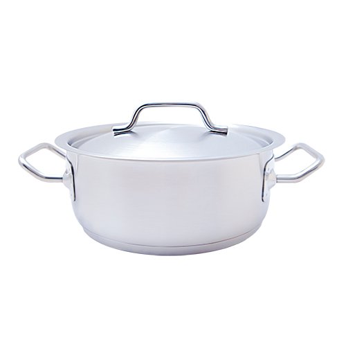 18-8 S/S LOW CASSEROLE WITH LID Ø24xH10cm, 4.5L, SAFICO