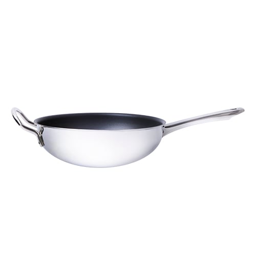 18/8 S/S 3-PLY NON-STICK WOK PAN WITH HANDLES Ø28xH8.5cm, SAFICO