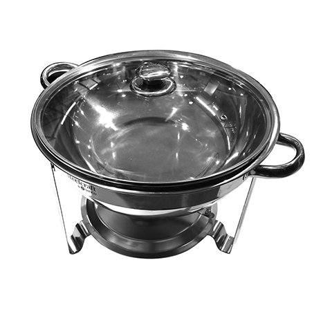 S/S ROUND CHAFING DISH WITH GLASS LID L420xW340xH330mm, 5L, STEELCRAFT by SAFICO