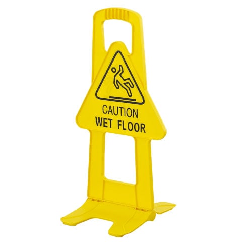 STANDING SAFETY SIGN with"CAUTION WET FLOOR" IMPRINT